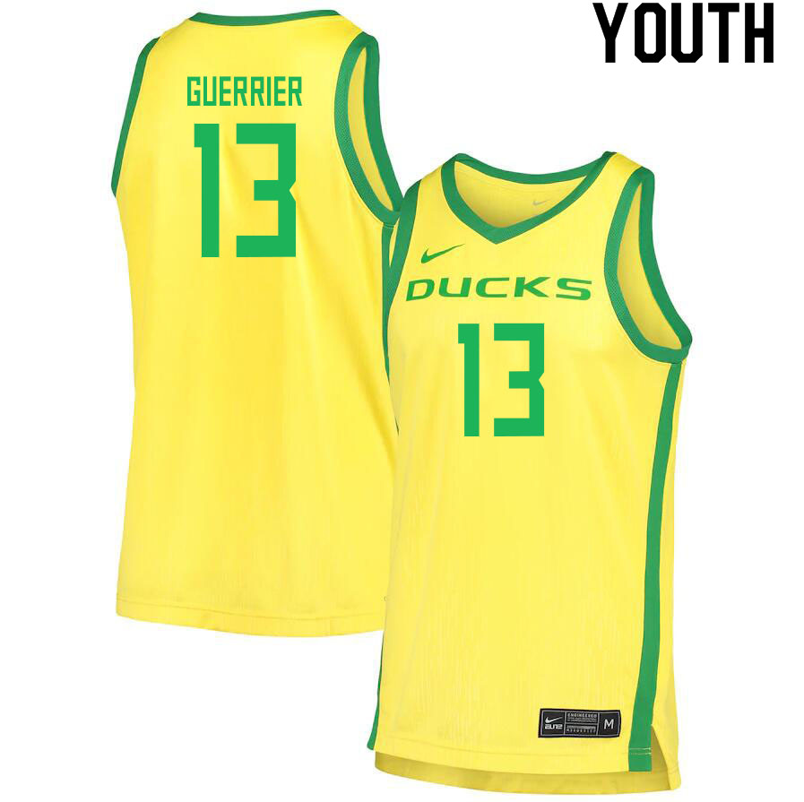 Youth # #13 Quincy Guerrier Oregon Ducks College Basketball Jerseys Sale-Yellow